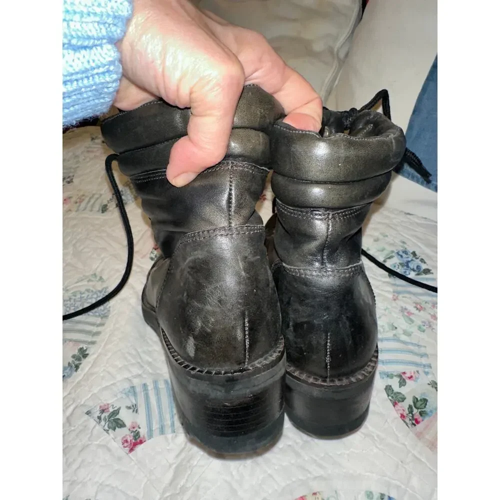 VINTAGE NINE WEST BLACK LEATHER HIKING BOOTS 7.5